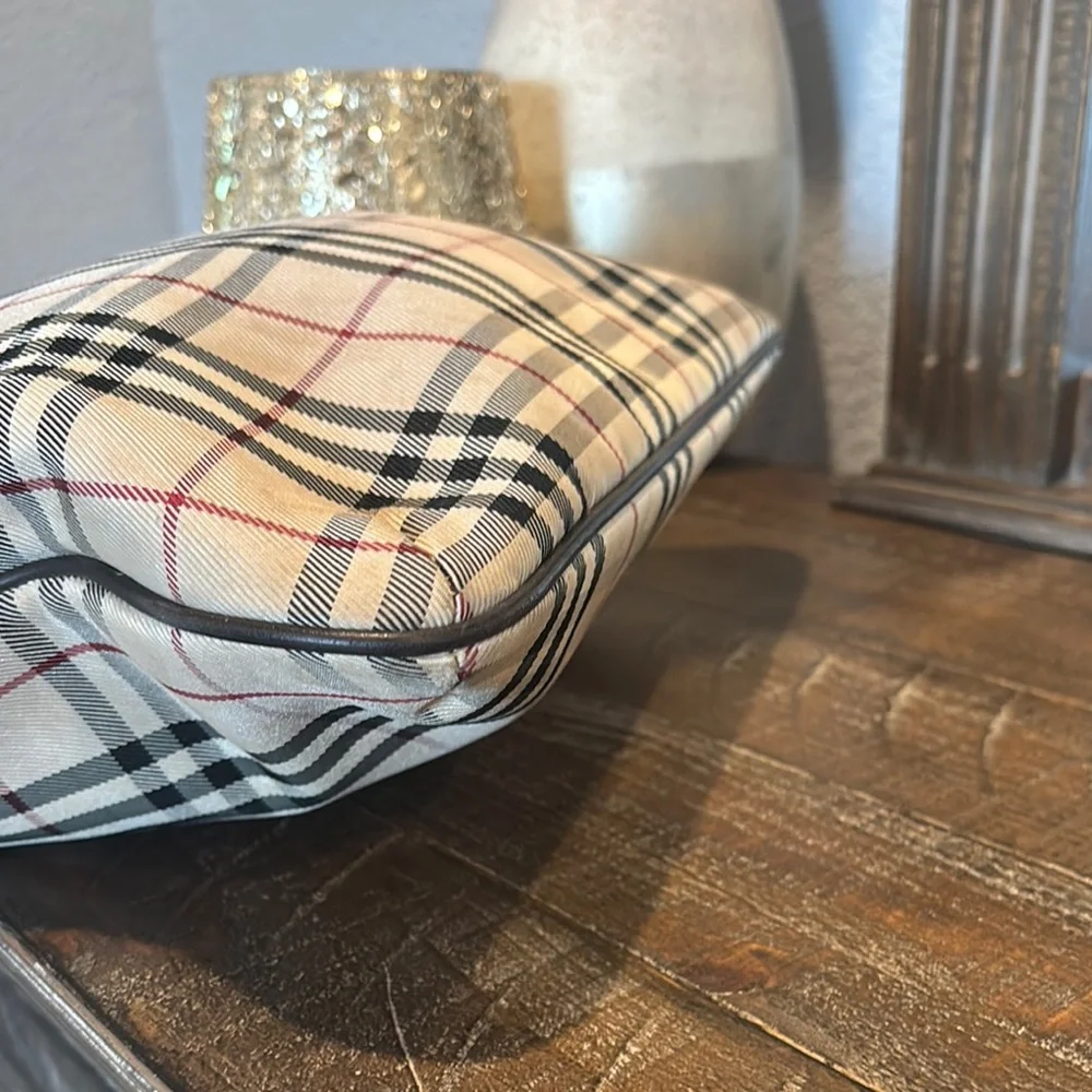 Burberry Checkered‎ Canvas Tote with Brown Accents